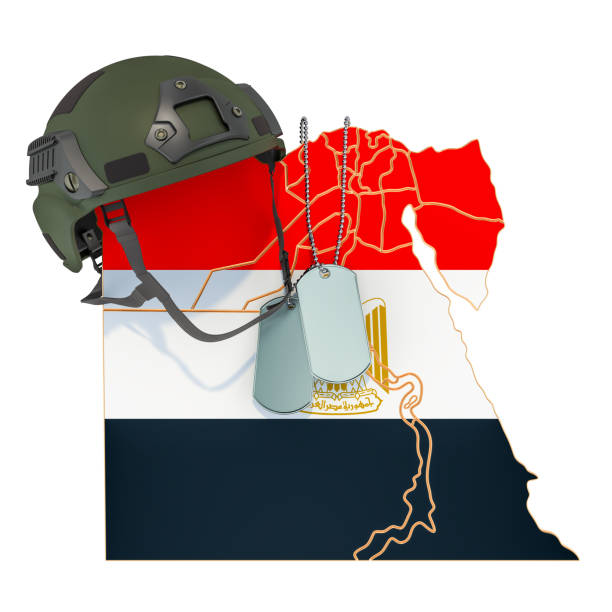 3d Map illustration of Egypt with map and coat of arms