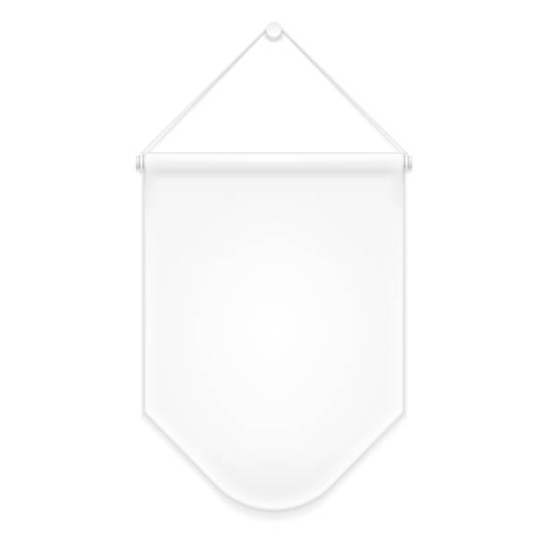 istock White Canvas Fabric Wall Hanging Award Banner, Decor Advertising Shield. Mock Up, Template Products On White Background Isolated. Ready For Your Design. Product Packing. Vector EPS10 1144878890