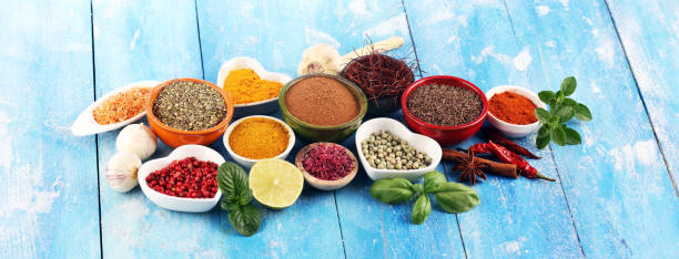istock Spices and herbs variation on table. Food and cuisine ingredients. 1144884034
