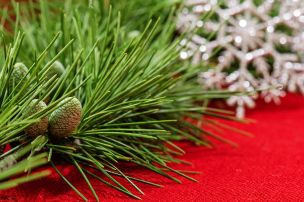 istock Christmas background with decorations on red board 1144891967