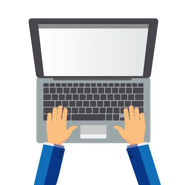 Vector illustration of Working on Laptop
