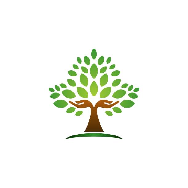 illustrations, cliparts, dessins animés et icônes de arbre main logo concept nature bien-être santé symbole icône vecteur design - chemical plant