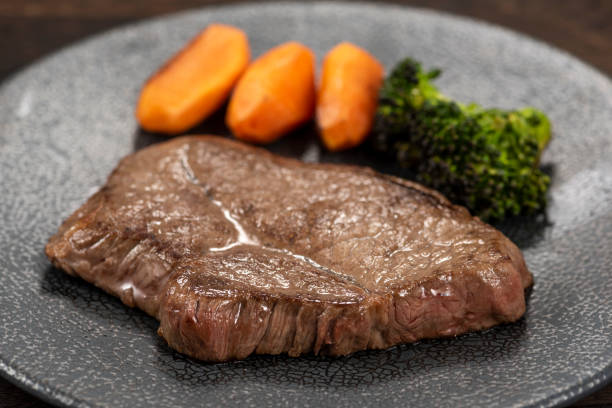 istock Beef steak on a plate, Wagyu beef 1144917903