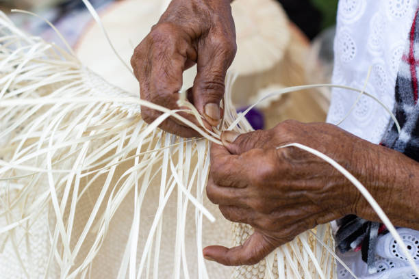 istock The villagers took bamboo stripes to weave into different forms for daily use 1144927713