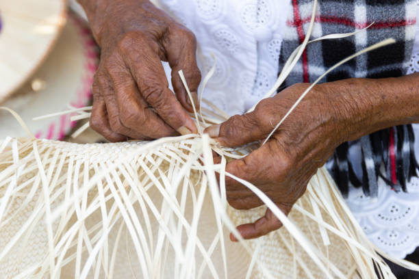 istock The villagers took bamboo stripes to weave into different forms for daily use 1144927714