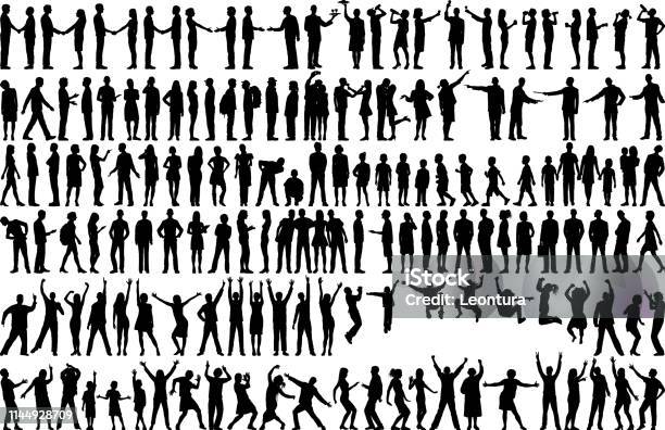 Highly Detailed People Silhouettes Stock Illustration - Download Image Now - In Silhouette, People, Outline