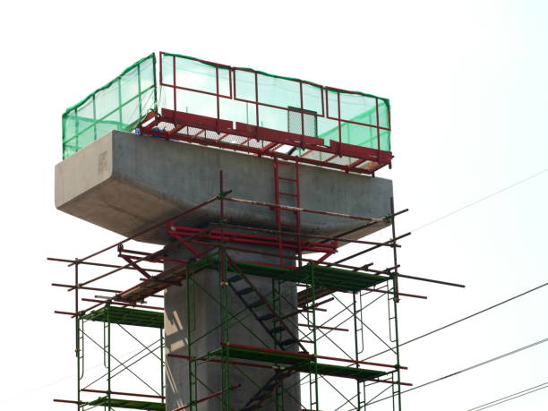 istock Scaffolding at construction site, against a clear sky 1144930285