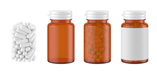 Brown medicine bottle isolated on white background, 3d rendering