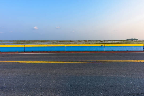 Asphalt road side view and landscape countryside.