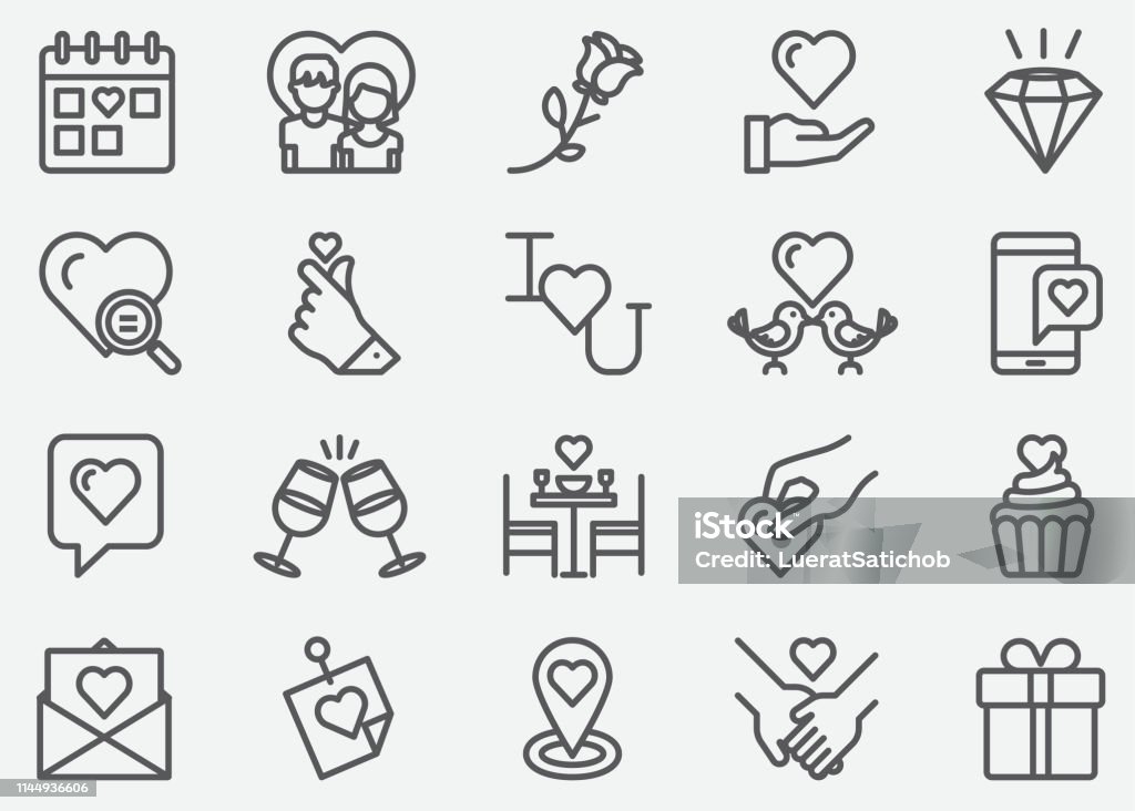 Love and Valentine Line Icons Valentine's Day - Holiday stock vector