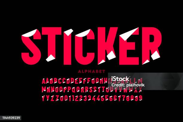 Sticker Stili Yazı Tipi Stok Vektör Sanatı & Daktilo Yazısı'nin Daha Fazla  Görseli - Daktilo Yazısı, Alfabe, Kabuk - Bitki Bölümü - iStock