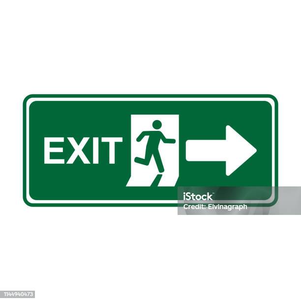 Exit Direction Line Exit Sign Right Direction Vector Stock Illustration - Download Image ...