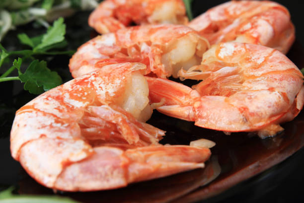 istock fried shrimp and salad appetizer decorated green vegetables on plate 1144940576
