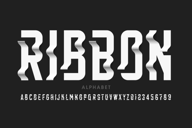 schriftart im ribbon-stil - ribbon typescript letter vector stock-grafiken, -clipart, -cartoons und -symbole