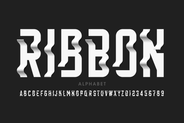 리본 스타일 글꼴 - ribbon typescript letter vector stock illustrations