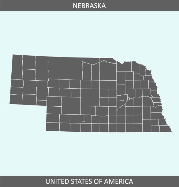 Nebraska county map The map is accurately prepared by a map expert. kearney county stock illustrations