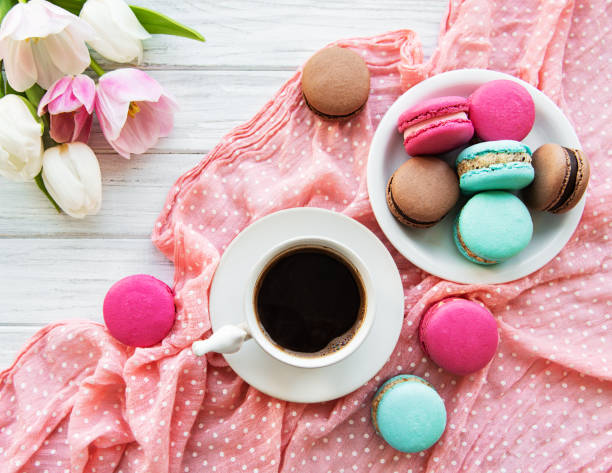 istock Cup of coffee and macaroons 1144947649
