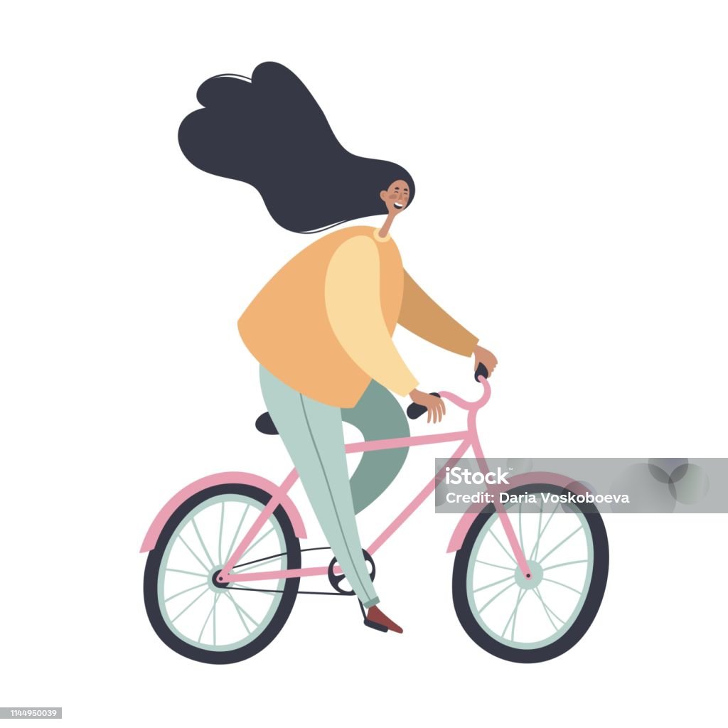Ilustración de Mujer Montando Bicicletas Personaje De Dibujos Animados De  Moda Vista Lateral Aislada Sobre Fondo Blanco Ilustración Vectorial y más  Vectores Libres de Derechos de Actividad - iStock