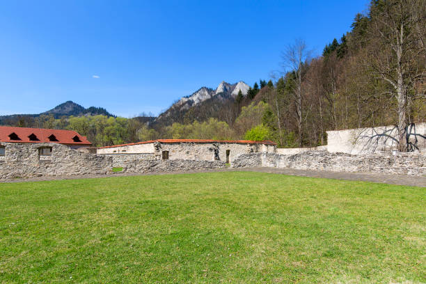 14th century Red Monastery, surrounding wall and view on Three Crowns Massif, Slovakia