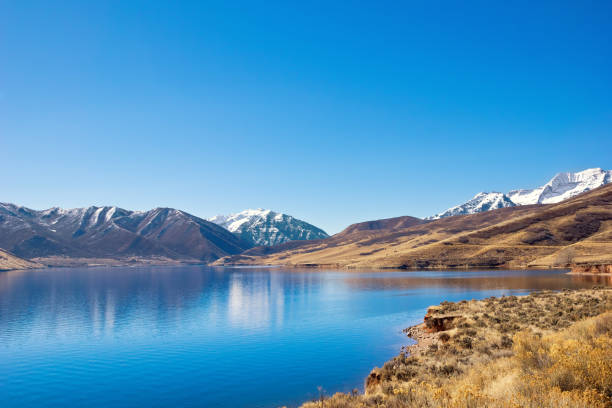 Clear day over a Reservoir Lake in Utah