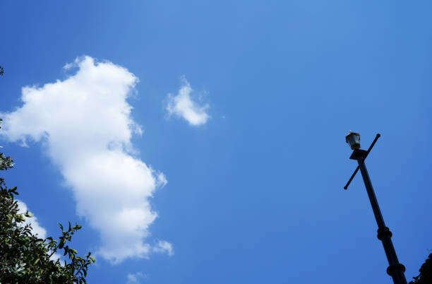 electric lantern pole like a cross shape in the sky