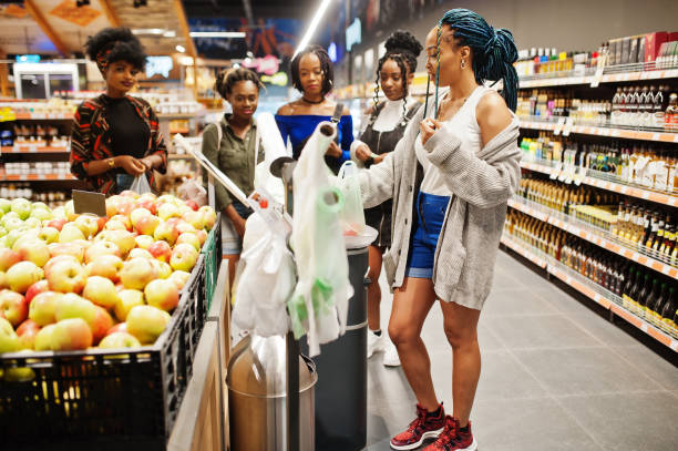 istock Group of african womans at supermarket 1144959596