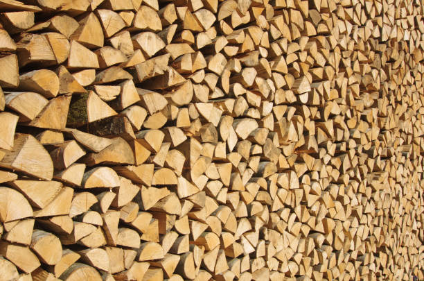 Stacked wood background stock photo
