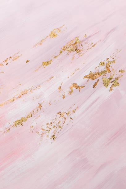 istock Delicate pink marble pattern background with gold brushstrokes. Place for your design 1144963882