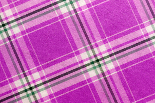 배경 직물 질감 - checked purple tablecloth pattern 뉴스 사진 이미지