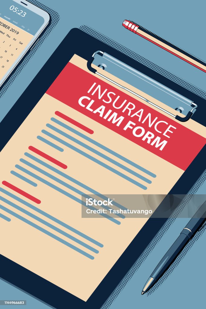 Initial Claim Graphics Insurance Claim Form Vector Halftone Isometric Illustration Stock ...
