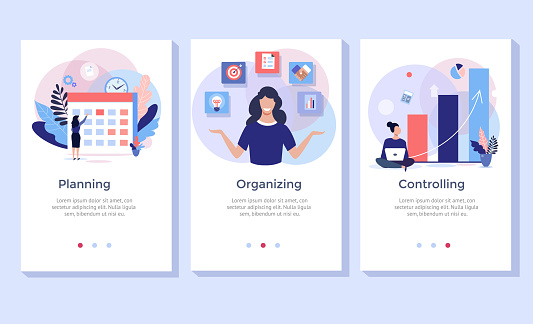 Planning and organizing concept illustration set, perfect for banner, mobile app, landing page