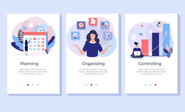 Planning and organizing concept illustration set. Planning and organizing concept illustration set, perfect for banner, mobile app, landing page contented emotion illustrations stock illustrations
