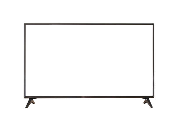 белый экран светодиодного телевизора изолированы на белом фоне - withe flat screen computer monitor electronics industry стоковые фото и изображения