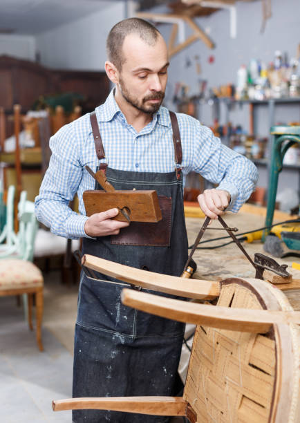 istock Craftsman measuring vintage armchair 1144975168