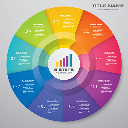 9 Steps Cycle Chart Infographics Elements For Data Presentation Stock