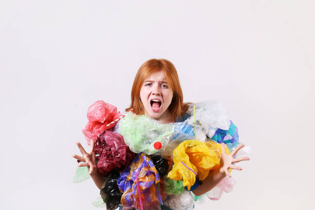 istock Anti plastic campaign poster concept. 1144977860