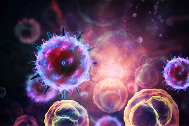 istock Viral disease, virus, bacteria, cell, 3d illustration 1144978547