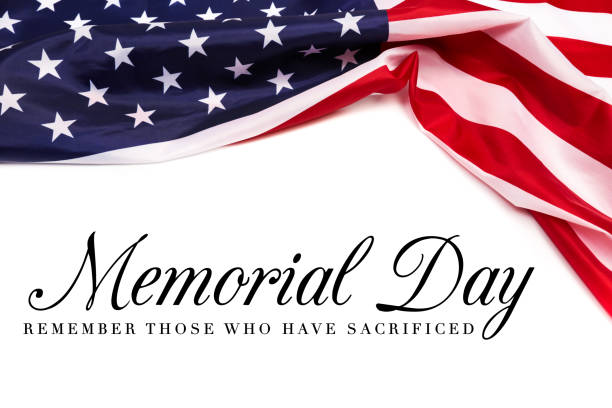 istock Text Memorial Day on American flag background - Image 1144979916