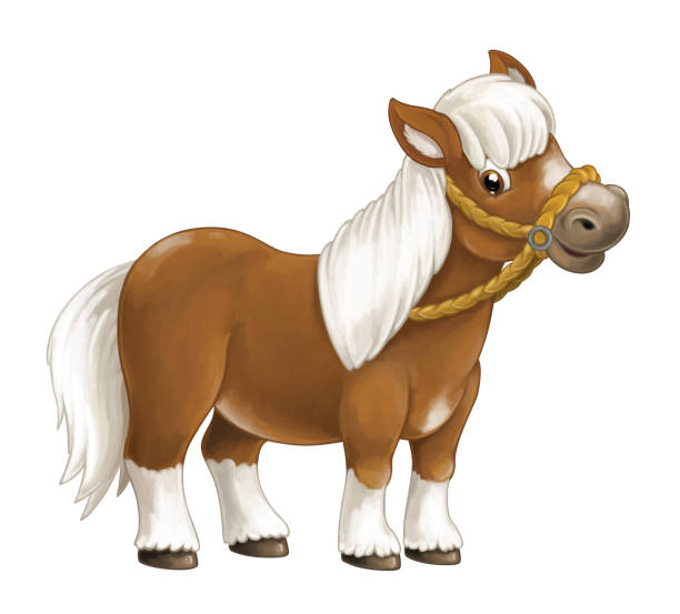 istock Cartoon happy horse is standing smiling and looking - artistic style 1144982966