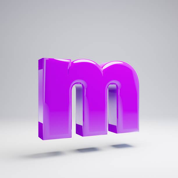 istock Volumetric glossy violet lowercase letter M isolated on white background. 1144983847