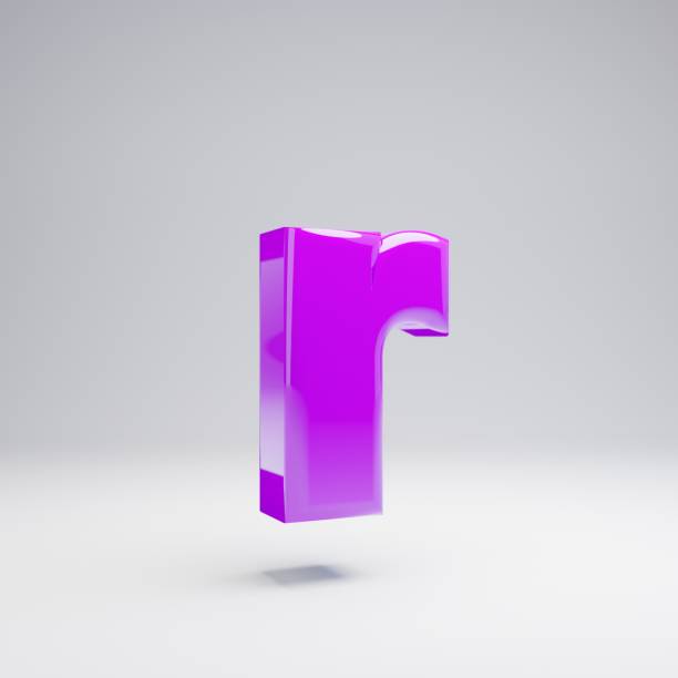 istock Volumetric glossy violet lowercase letter R isolated on white background. 1144983874