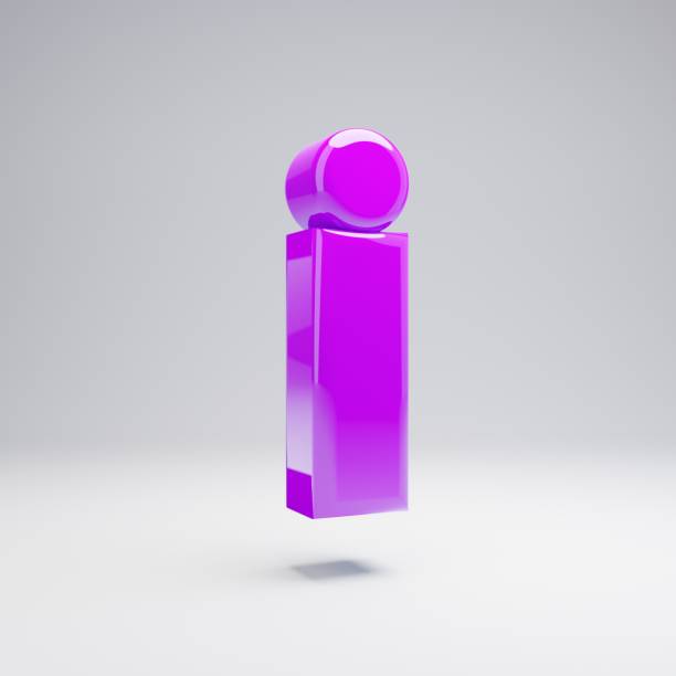 Volumetric glossy violet lowercase letter I isolated on white background. 3D rendered alphabet. Modern font for banner, poster, cover, logo design template element.