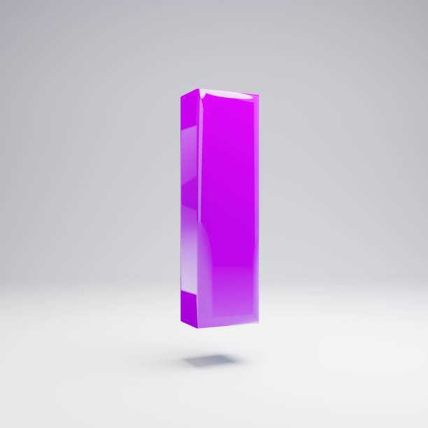 Volumetric glossy violet uppercase letter I isolated on white background. 3D rendered alphabet. Modern font for banner, poster, cover, logo design template element.