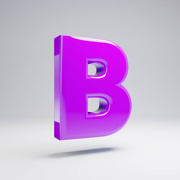 istock Volumetric glossy violet uppercase letter B isolated on white background. 1144983983