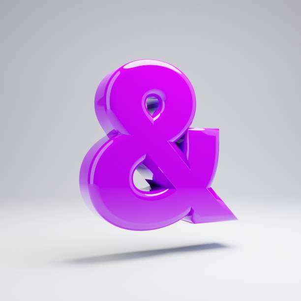 istock Volumetric glossy violet ampersand symbol isolated on white background. 1144984078