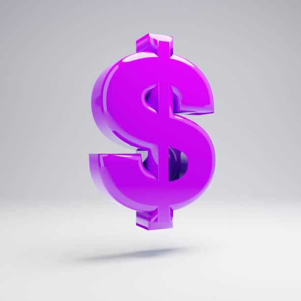 istock Volumetric glossy violet dollar symbol isolated on white background. 1144984121