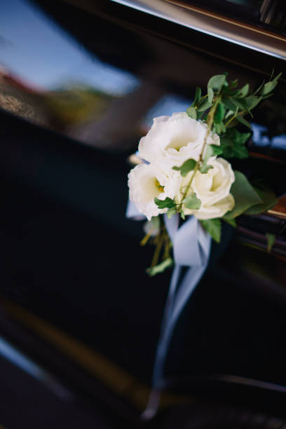 istock Floral wedding decoration on car 1144984724