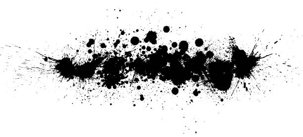ilustrações de stock, clip art, desenhos animados e ícones de black paint splatters - backgrounds textured inks on paper black