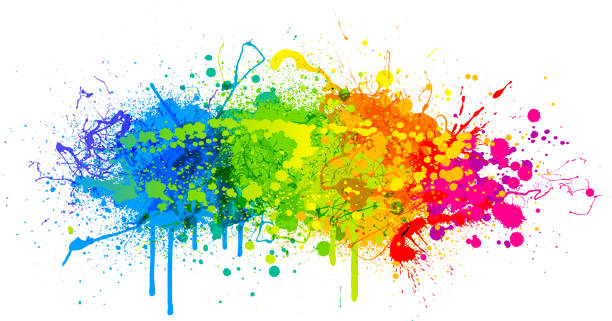 regenbogenfarbe spritzen - paint spray backgrounds watercolor painting stock-grafiken, -clipart, -cartoons und -symbole