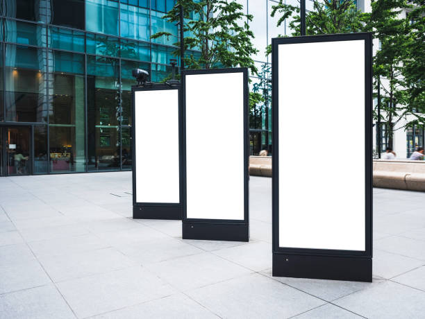 istock Blank mock up Light Box set Template sign stand outdoor Public building 1144985841